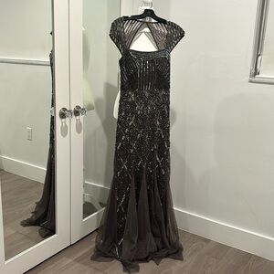 Mocha beaded gown size 4 by Adrianna Papell